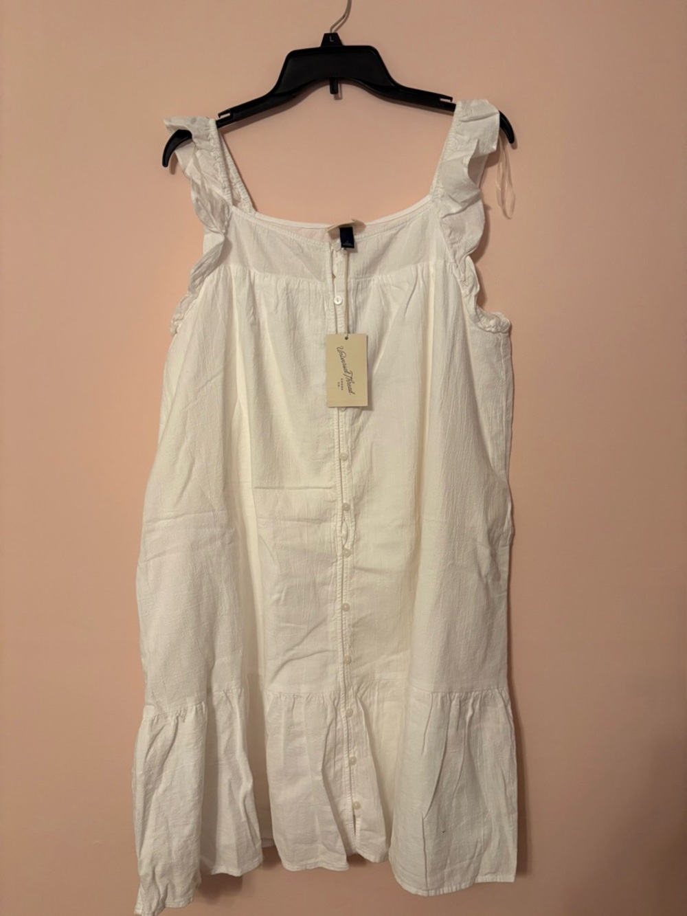 Universal Threads White Button-Front Sundress with Ruffle Straps